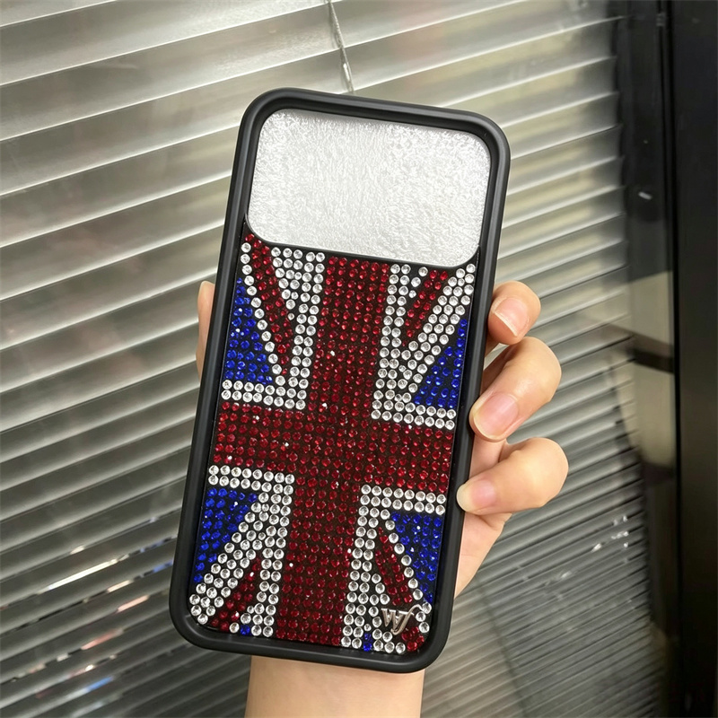 Phone Cases London - เคสโทรศัพท์ลายธงชาติอังกฤษประดับเพชรระยิบระยับ สำหรับ iPhone 14 15 16