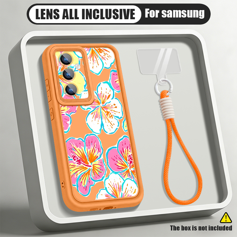 Phone Cases Galaxy A16 5G - เคสโทรศัพท์ลายดอกไม้พร้อมสายคล้อง สำหรับ Samsung Galaxy S26 S24